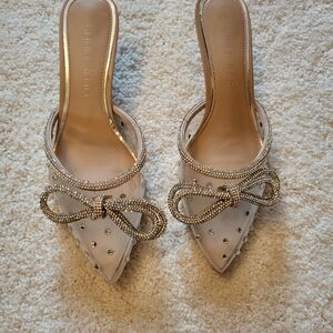 Gianni Bini Women's Cream Embellished Mules Size 8.5
